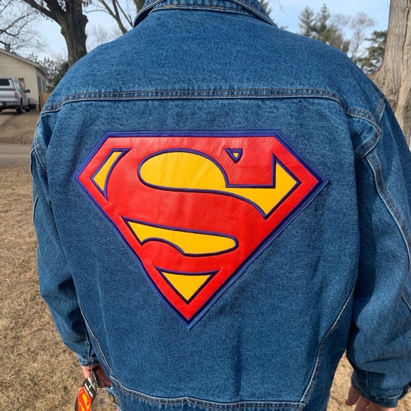 Warner brothers, Wilson, leather, Superman, jean jacket, large - Picture 6 of 11